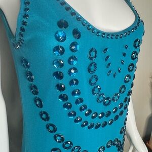 BCBG Teal Embellished Tank Top
